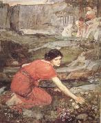 John William Waterhouse Study:Maiidens picking Flowers by a Stream (mk41) oil painting reproduction